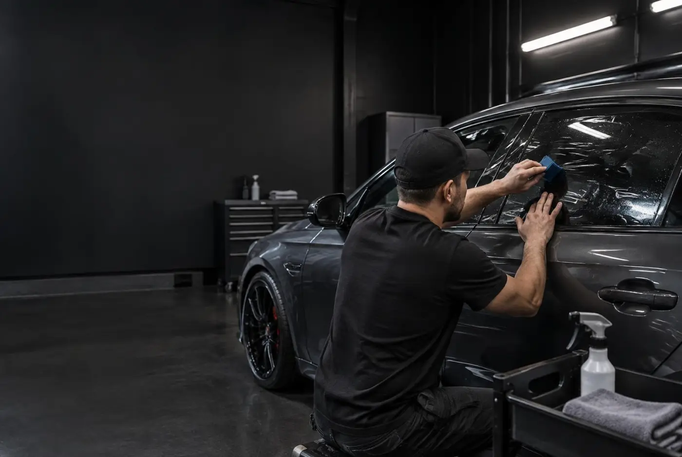 HB Graphic Design installer applying window film
